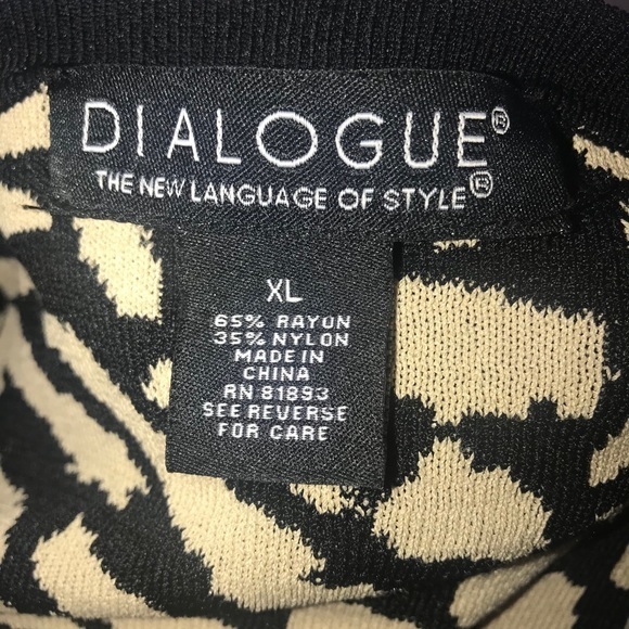 Dialogue XL tan black animal print v neck button up long sleeve cardigan sweater - Picture 2 of 7